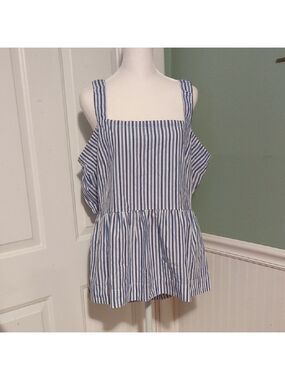 Free Assembly Blue White Stripe Top XXL